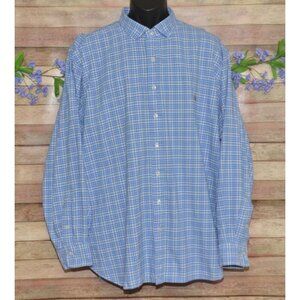 Polo by Ralph Lauren Men's Blue Plaid Big & Tall Button Up Shirt Size 3XB Preppy